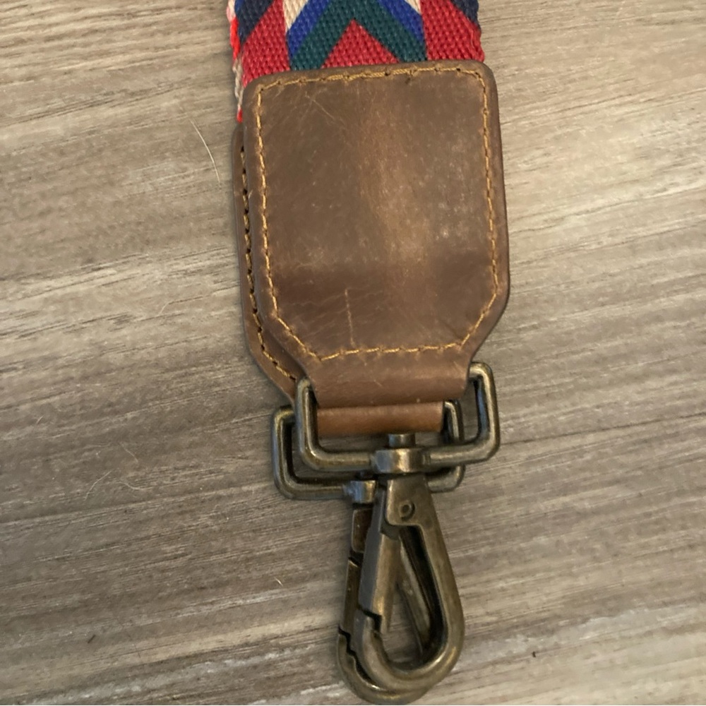 Geometric Patterned Purse Strap With Leather Acce… - image 2